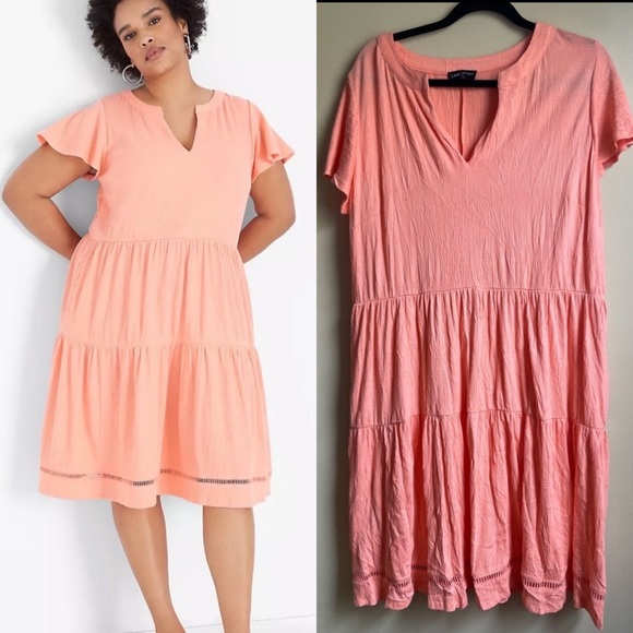 Lane Bryant Dresses & Skirts - Lane Bryant Flutter Sleeve tiered swing Dress size 14/16